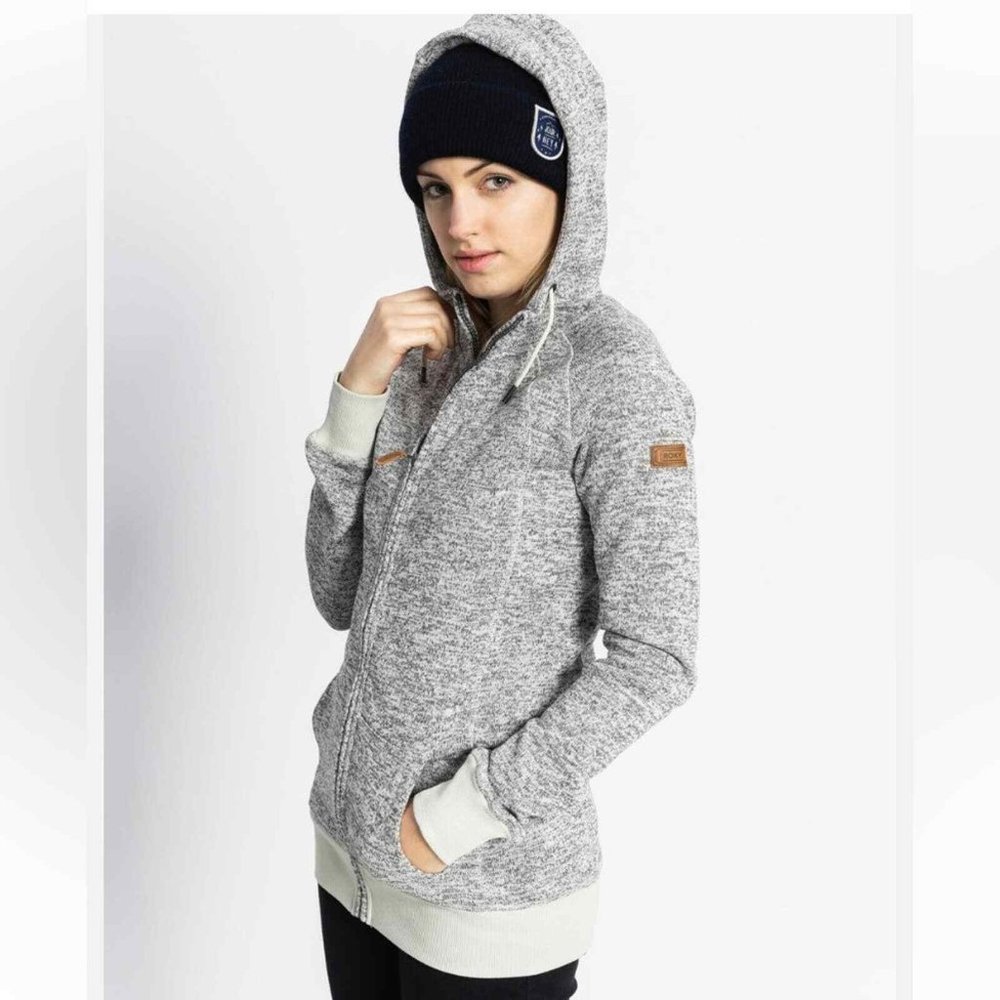 Roxy dry flight resin knit fleece zip up warm hoodie Medium